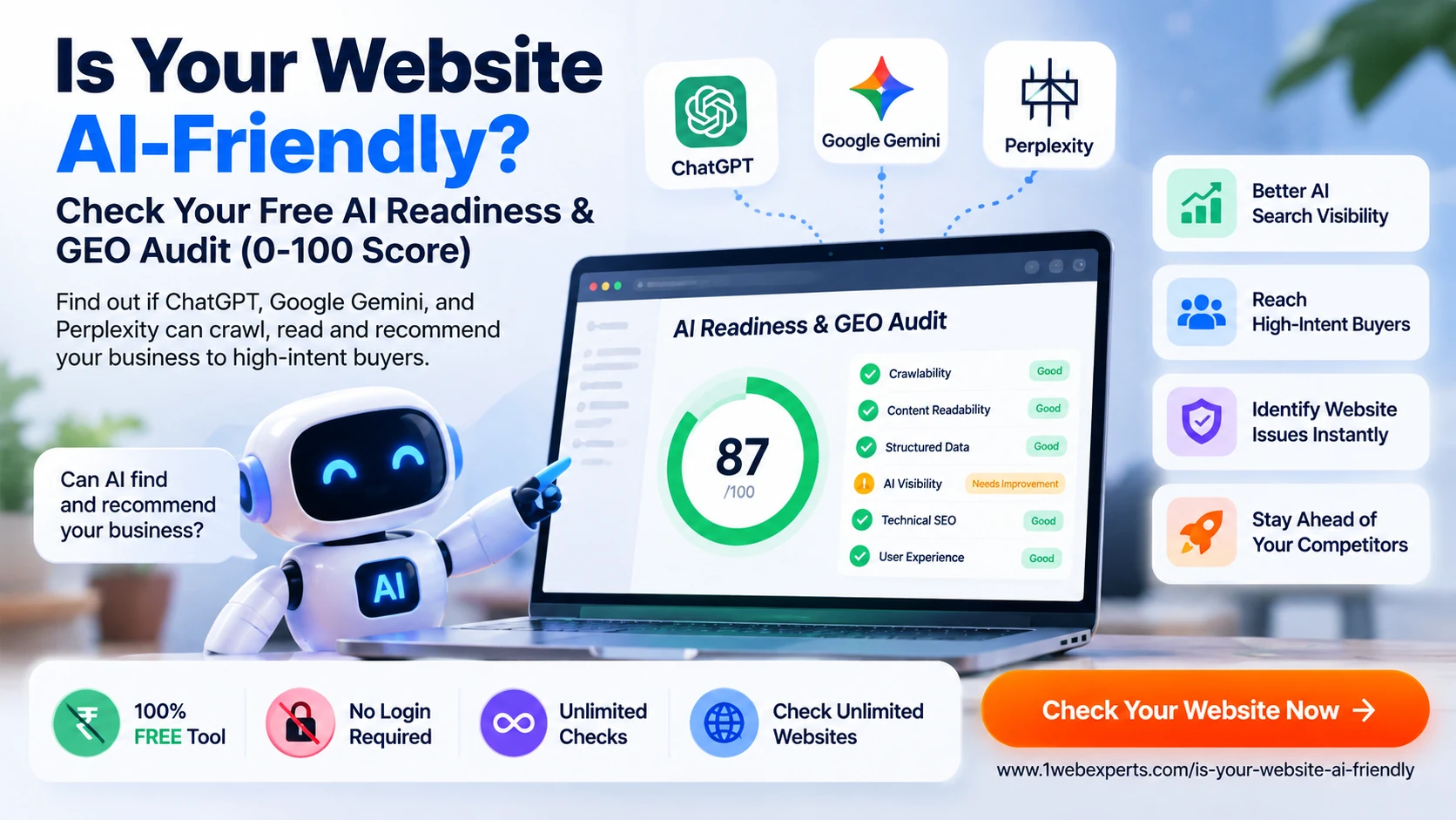 Is Your Website AI-Friendly? Check Your Free AI Readiness & GEO Score