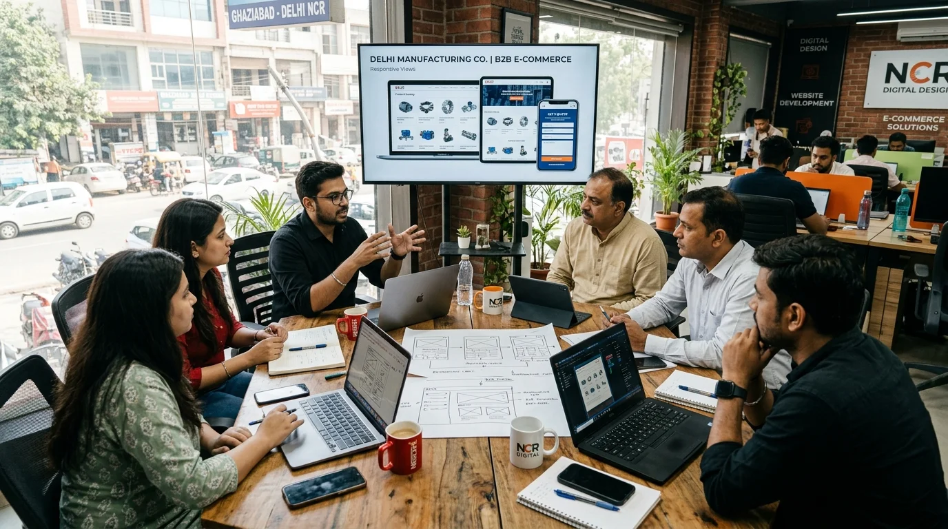 1Web Experts Web Design Team Meeting with Ghaziabad Business Owners